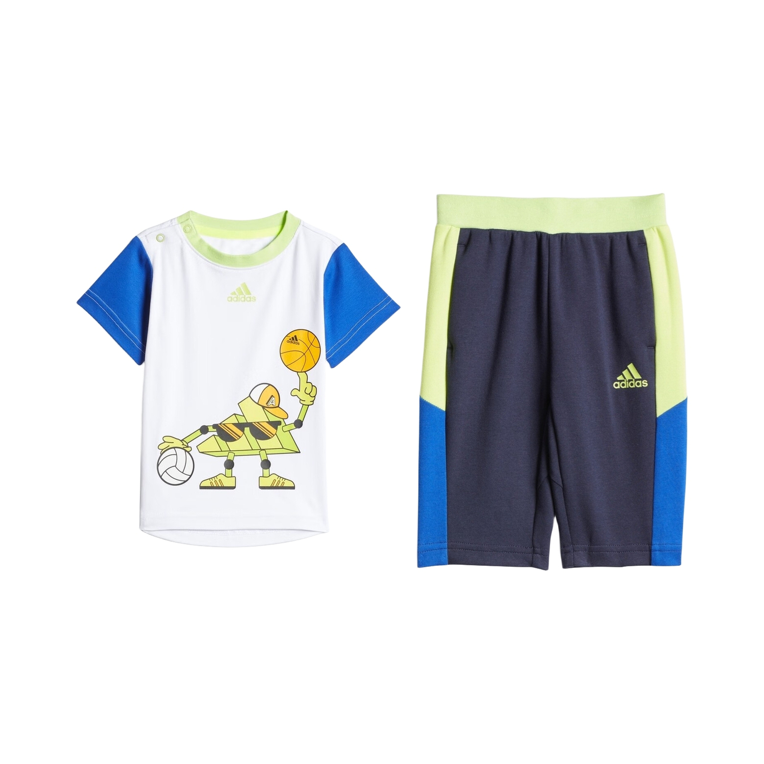 Adidas Детские парные наборы ярко-неоново-желтого цвета для детей от 3 до 7 лет