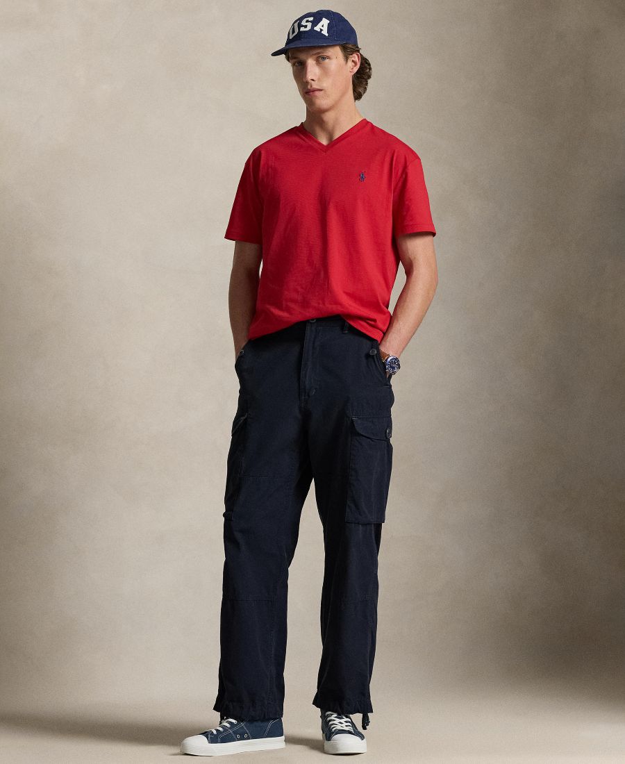 Мужская классическая футболка с V-образным вырезом Polo Ralph Lauren, Red — фото 2