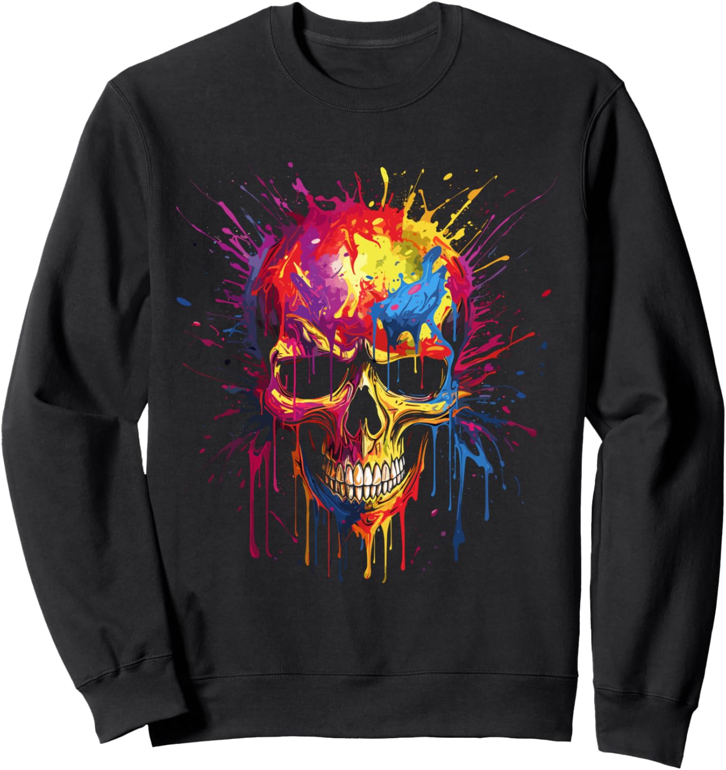 

Толстовка Skull Invaders Colorful Skull Paint Splash Trippy Skeleton v9 Am Skull Invader, черный