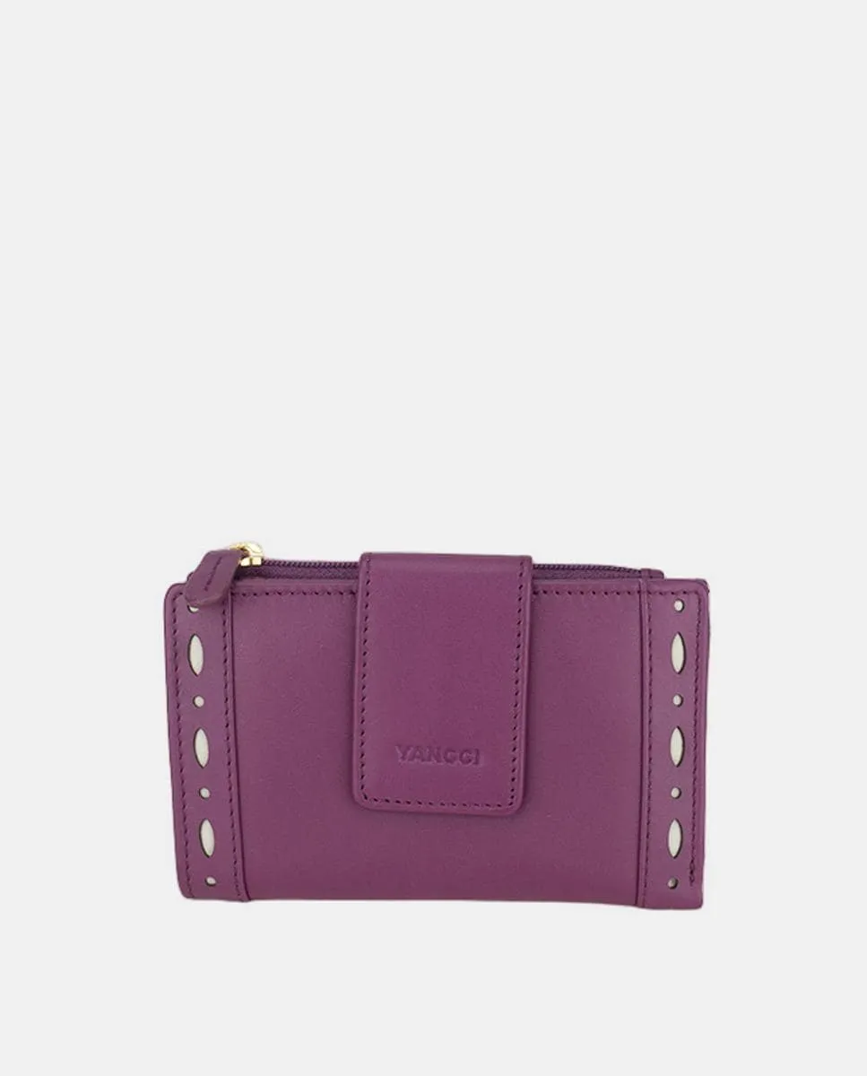 

Маленький женский кошелек YANCCI из зеленой кожи с украшением по бокам Yancci