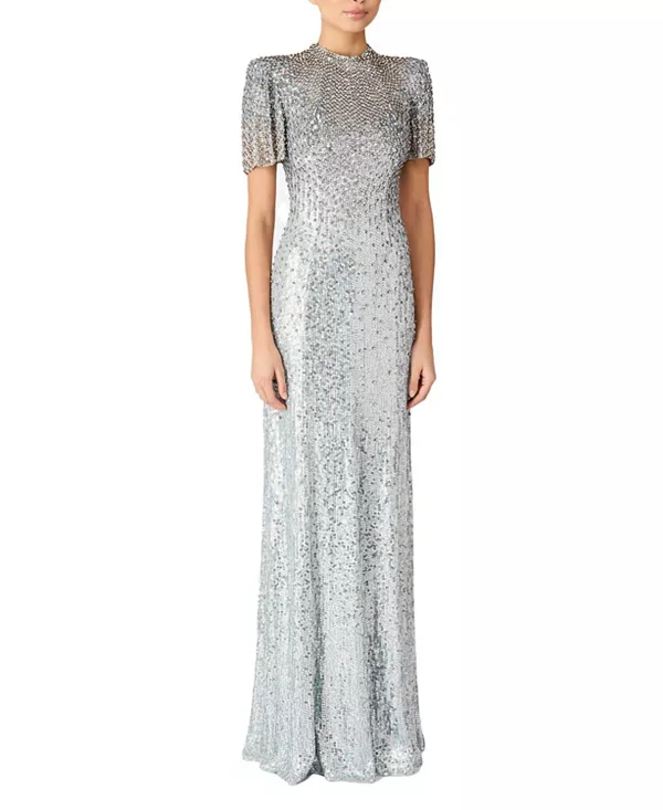 

Платье Jourdain, украшенное пайетками Jenny Packham, серебряный