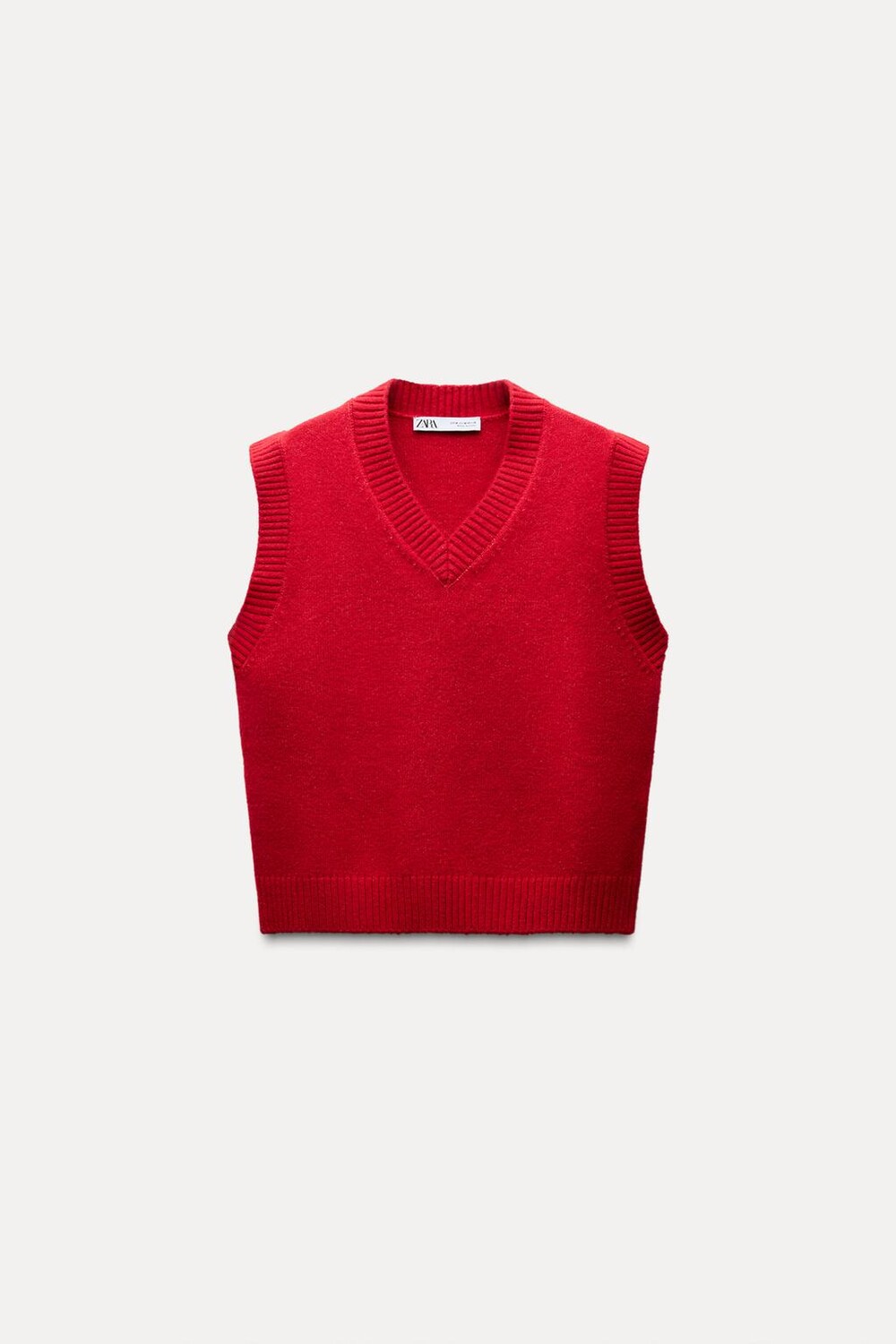 

Однотяжной трикотажный жилет ZARA, красный