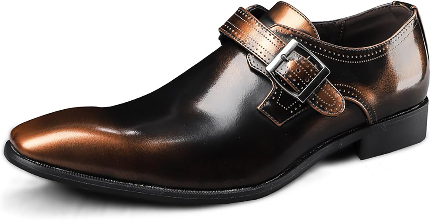 

Мужские кожаные лоферы SIYAKE с монк-ремнем и пряжкой, на застежке, повседневные деловые удобные оксфорды для вечеринок, свадеб и работы, Bronze