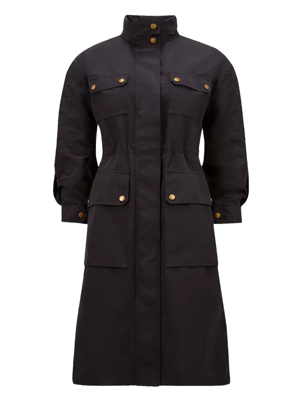 

Пальто с присборенной талией и карманами-клапанами MONCLER, черный