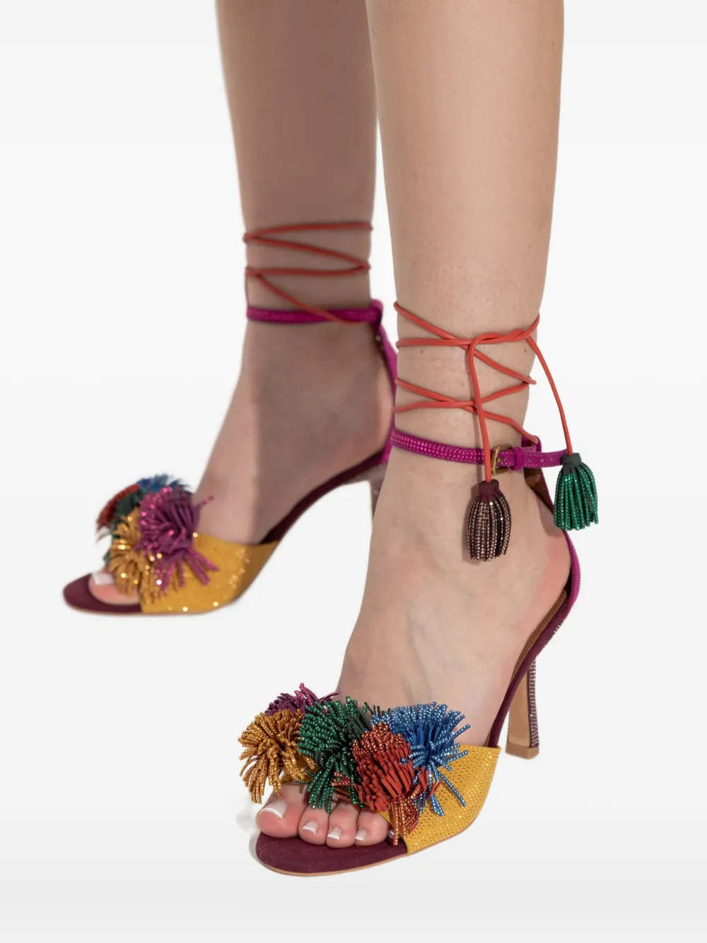 Босоножки Pom Pom 90 с завязками на щиколотке Kurt Geiger London, желтый — фото 4
