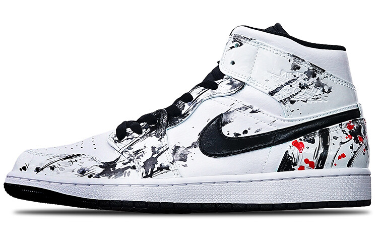 

Кроссовки Air JORDAN 1 Vintage Basketball Shoes Men Mid-Top Black White Red