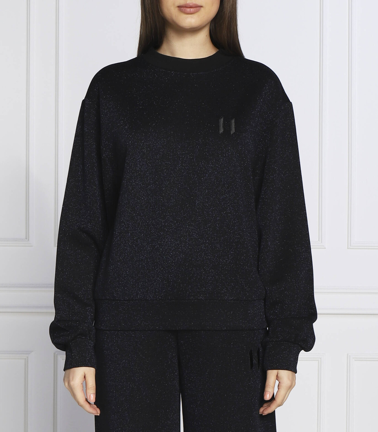 

Толстовка Karl Lagerfeld puffy sleeve glitter regular fit, темно-синий