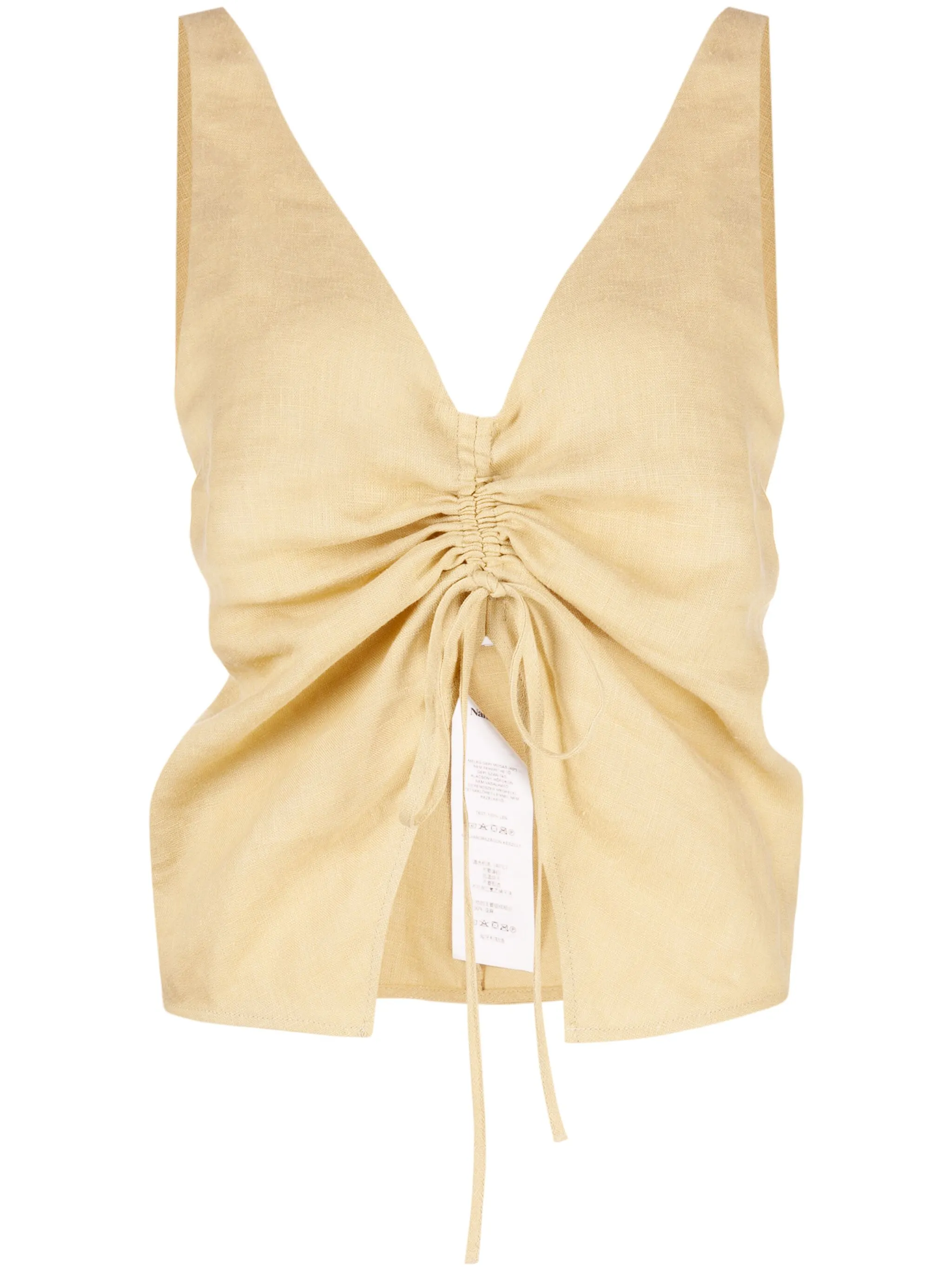 

Льняной топ с кулиской Nanushka, зеленый