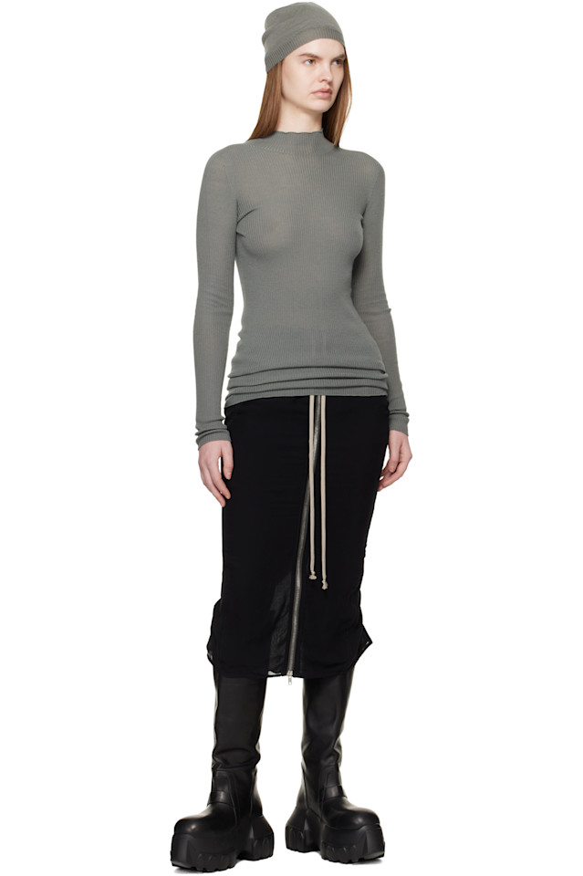 Rick Owens Хаки храмовый свитер с рукавами "черепаха" — фото 4