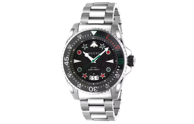 

GUCCI Часы Dive Collection Wrist Watch Quartz Movement Stainless Steel Watchband Black Dial Men's Watch
