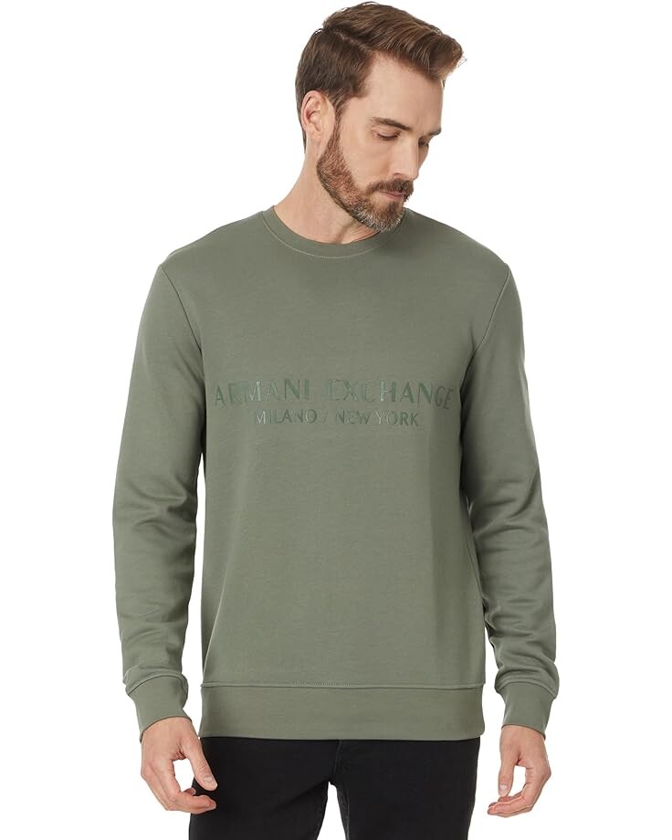 

Толстовка Armani Exchange Milano/Ny Logo Crew Neck Sweatshirt, цвет Agave Green