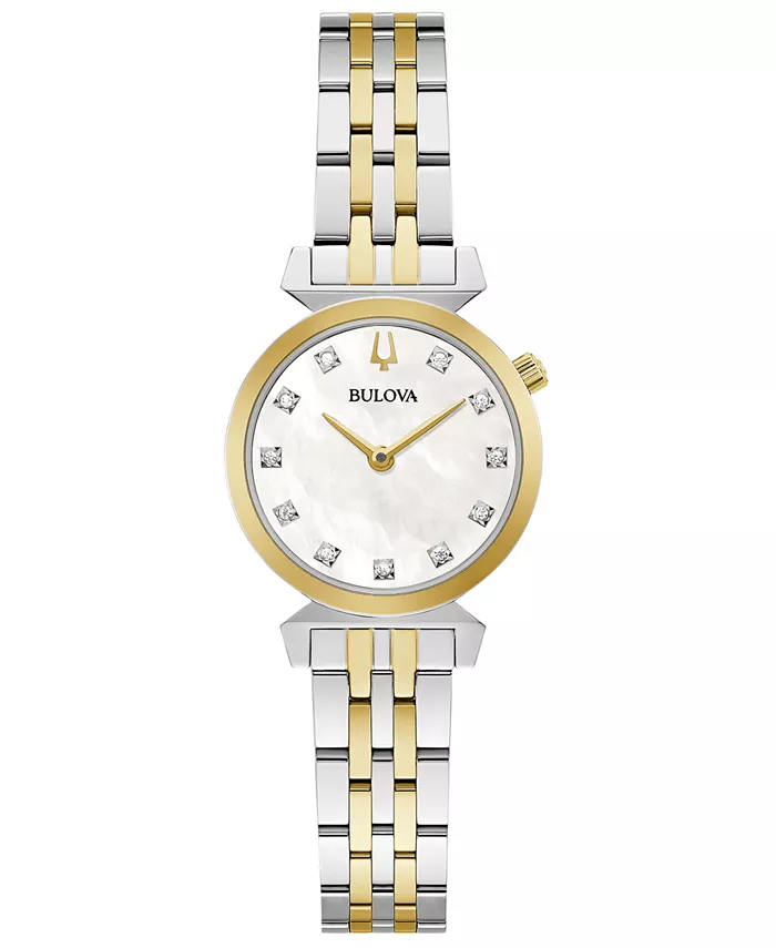 

Женские классические часы Regatta с бриллиантовыми вставками и двухцветным браслетом из нержавеющей стали, 24 мм Bulova