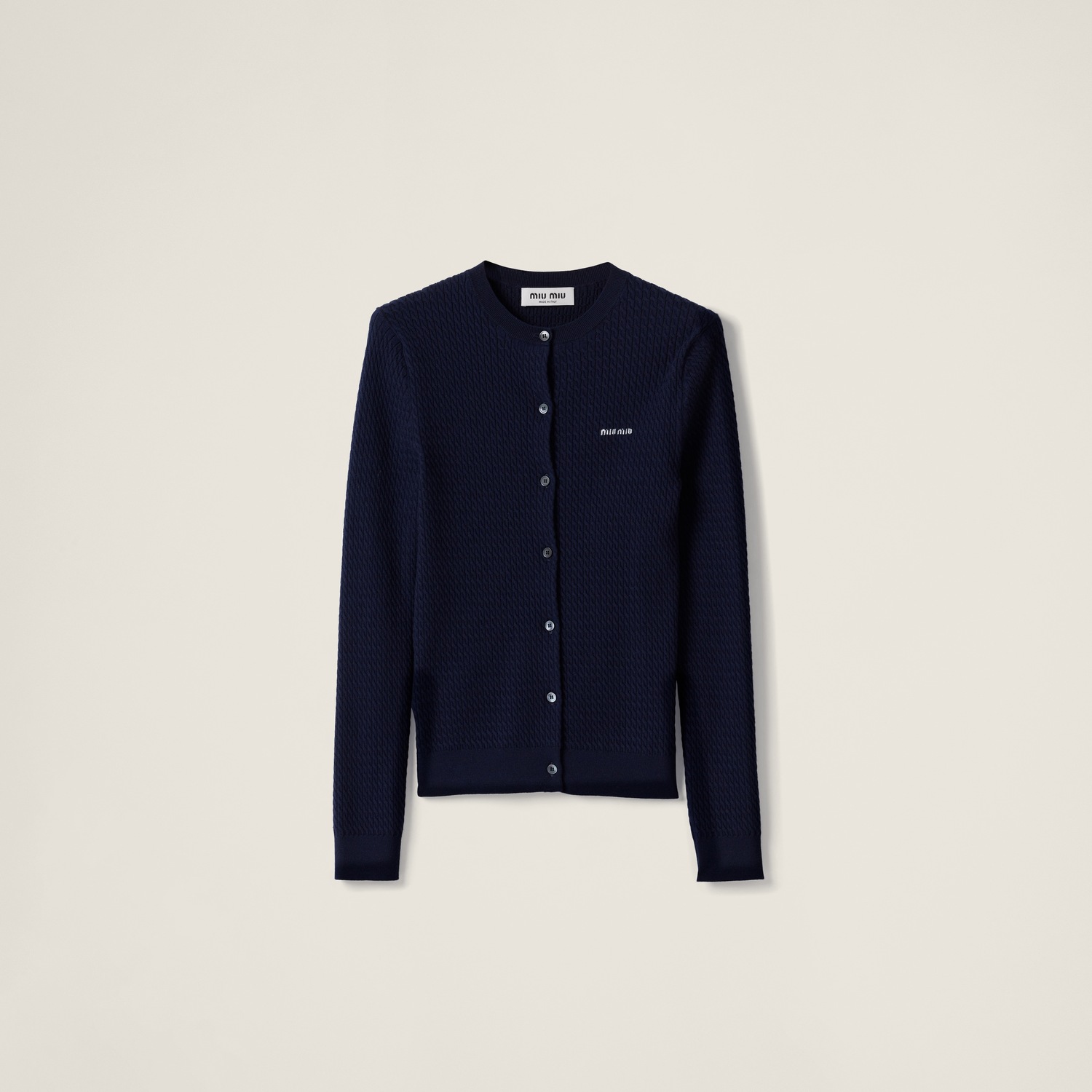 

Кардиган из кашемира и шелка с косами MIU MIU, синий