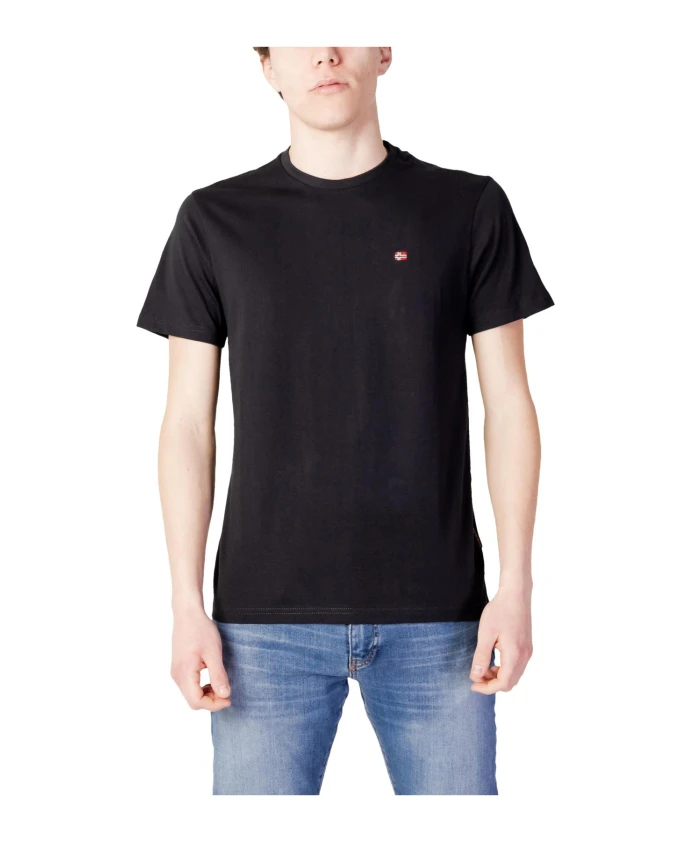 

Черная хлопковая футболка с коротким рукавом Napapijri, черный