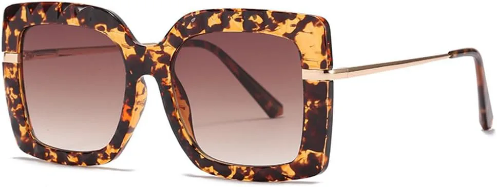 

Ретро большие солнцезащитные очки для женщин в винтажном стиле, с толстой оправой и полупрозрачными линзами цвета чайного дерева TYUVIVO, C6 Tortoise Shell Te