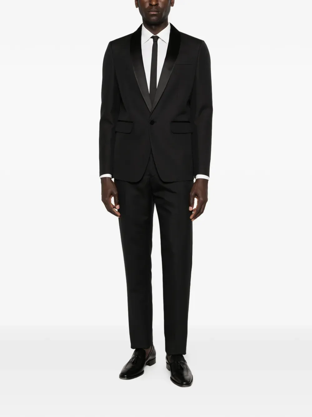 Однобортный костюм с лацканами DSQUARED2, черный — фото 2