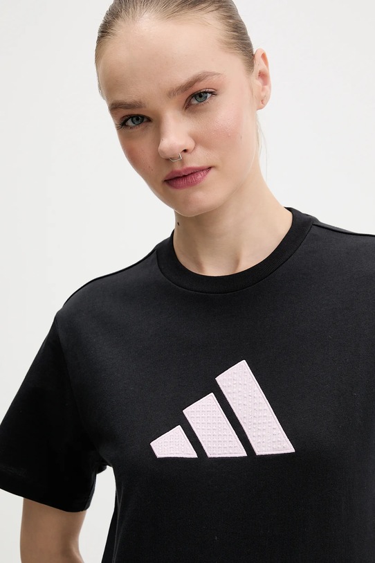Хлопковая футболка Adidas, черный — фото 4