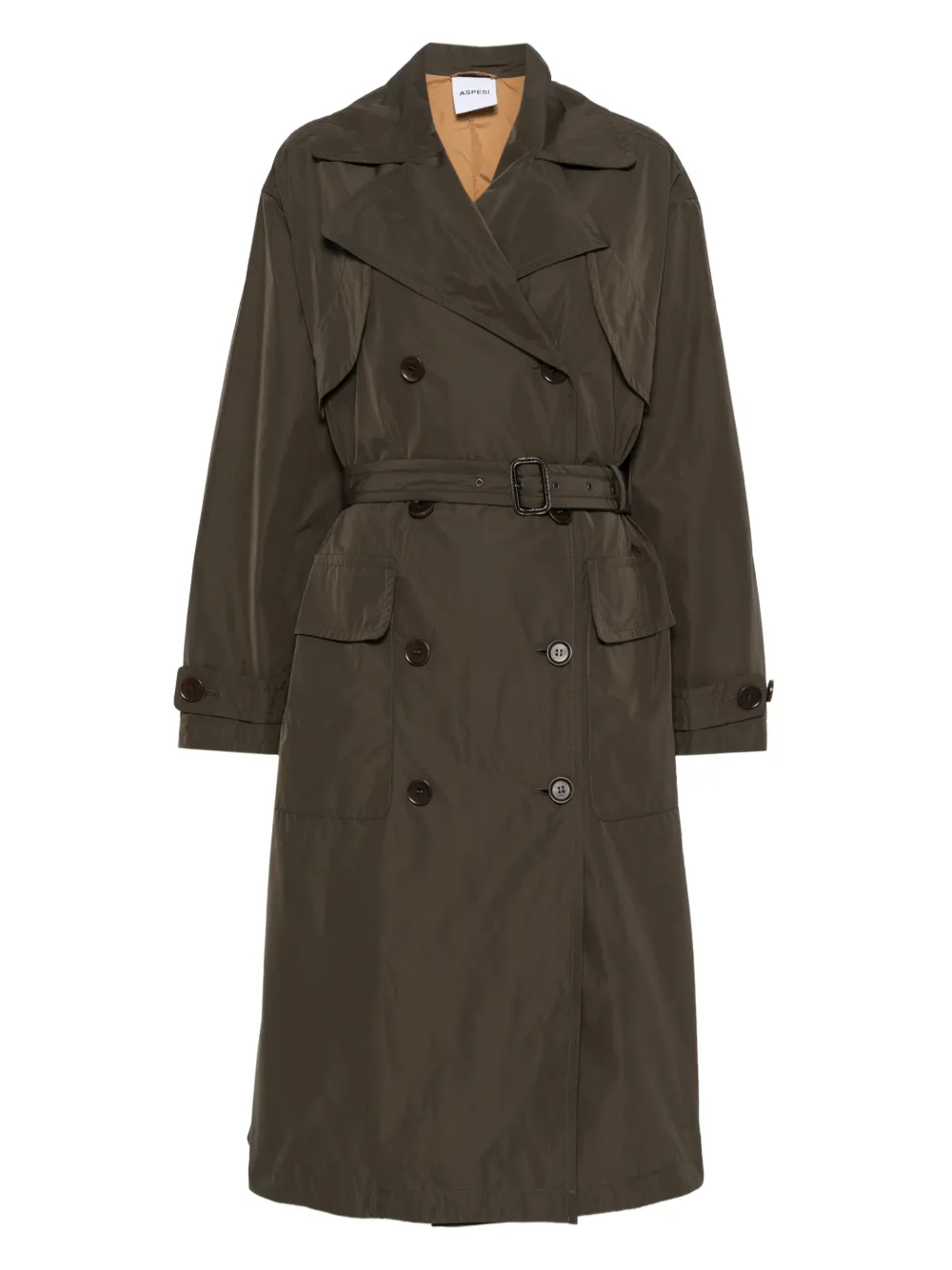 

Двубортное пальто с поясом Aspesi, зеленый
