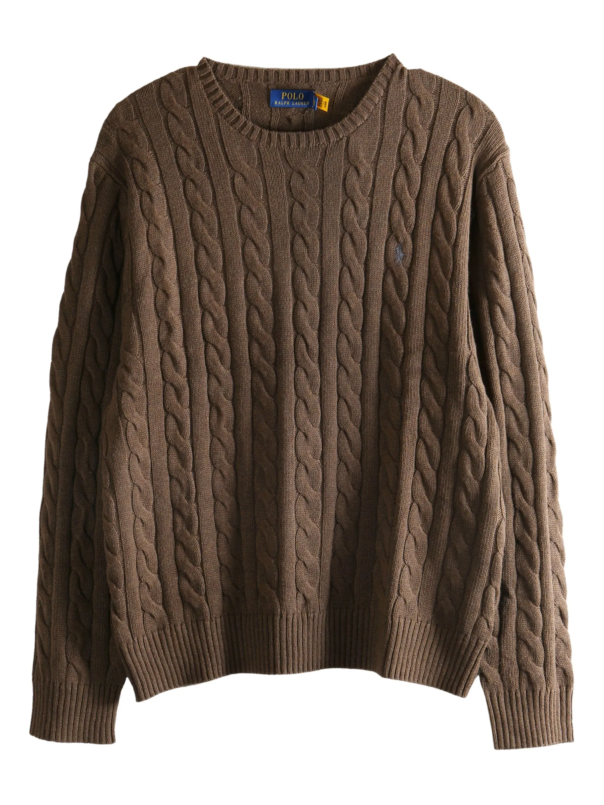 

Свитер фактурной вязки с круглым вырезом Polo Ralph Lauren, коричневый