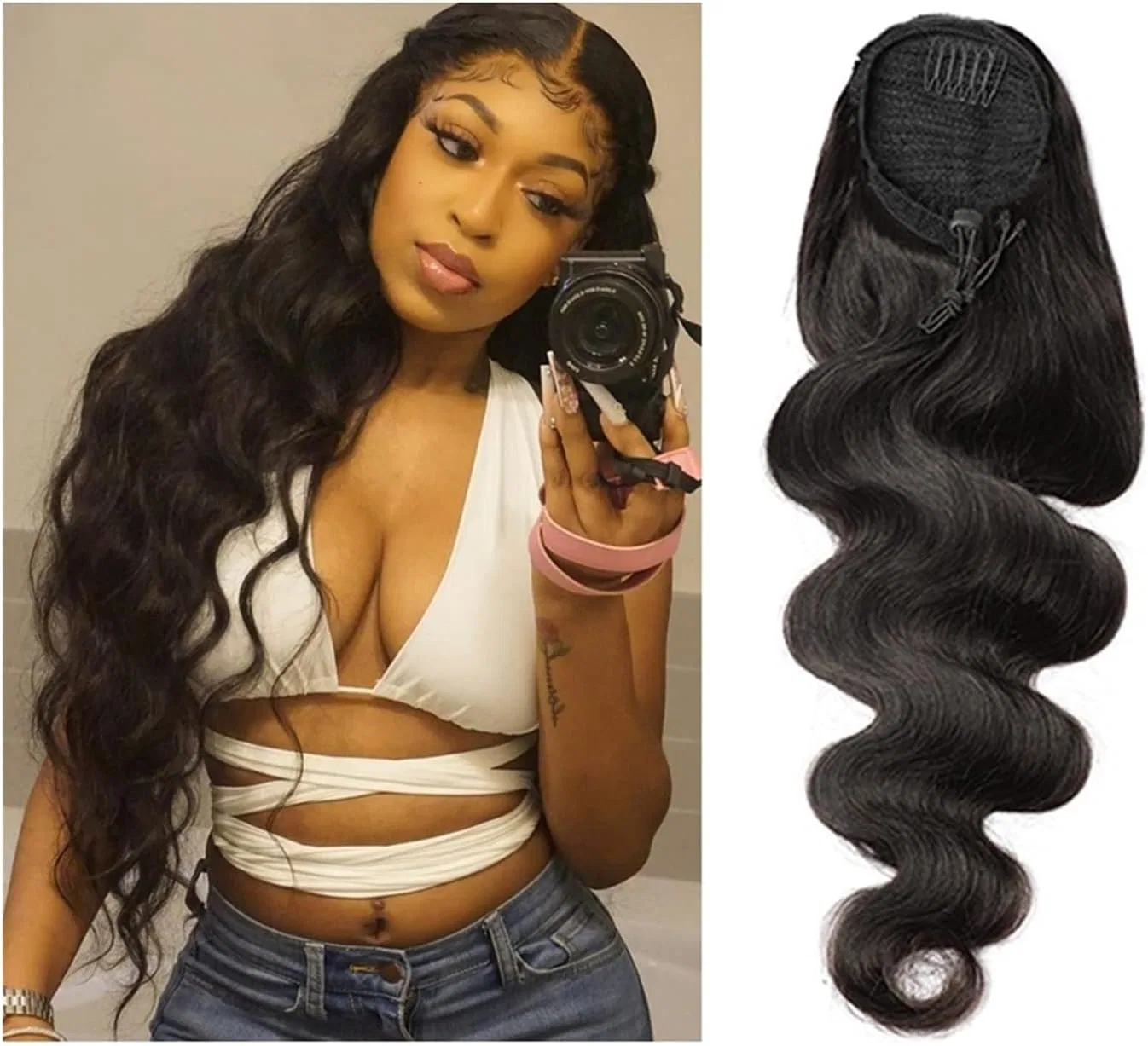 Накладной хвост «Body Wave» из натуральных волос Remy, 10-30 дюймов Kizqyn, Natural Colour
