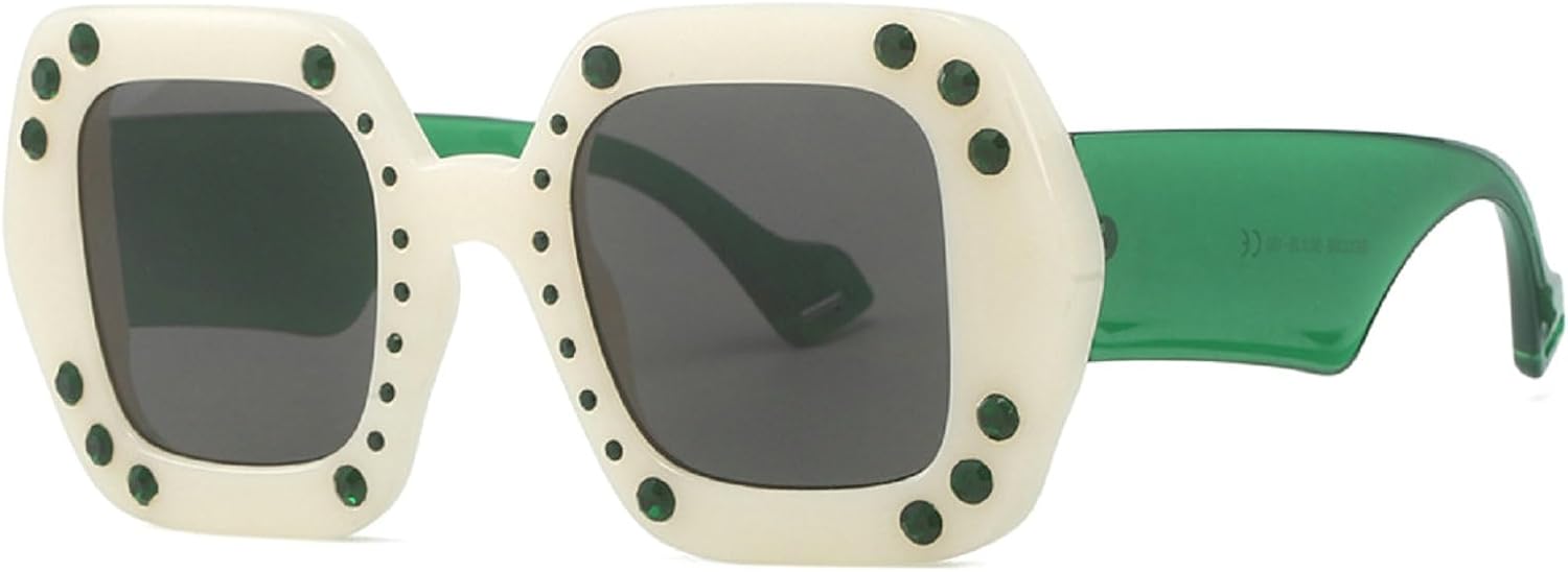 

Крупные солнцезащитные очки с бриллиантами и стразами, женские квадратные солнцезащитные очки, модные блестящие очки для вечеринок, нестандартные толстые очки mincl, White