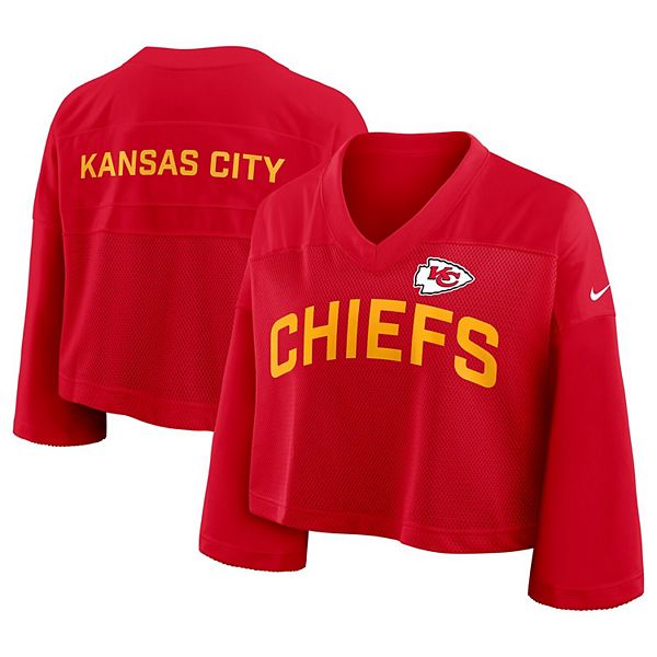 

Женская красная футболка Kansas City Chiefs Primetime с укороченным кроем из сетчатой ткани Dri-FIT Nike, Красный, Женская красная футболка Kansas City Chiefs Primetime с укороченным кроем из сетчатой ткани Dri-FIT Nike
