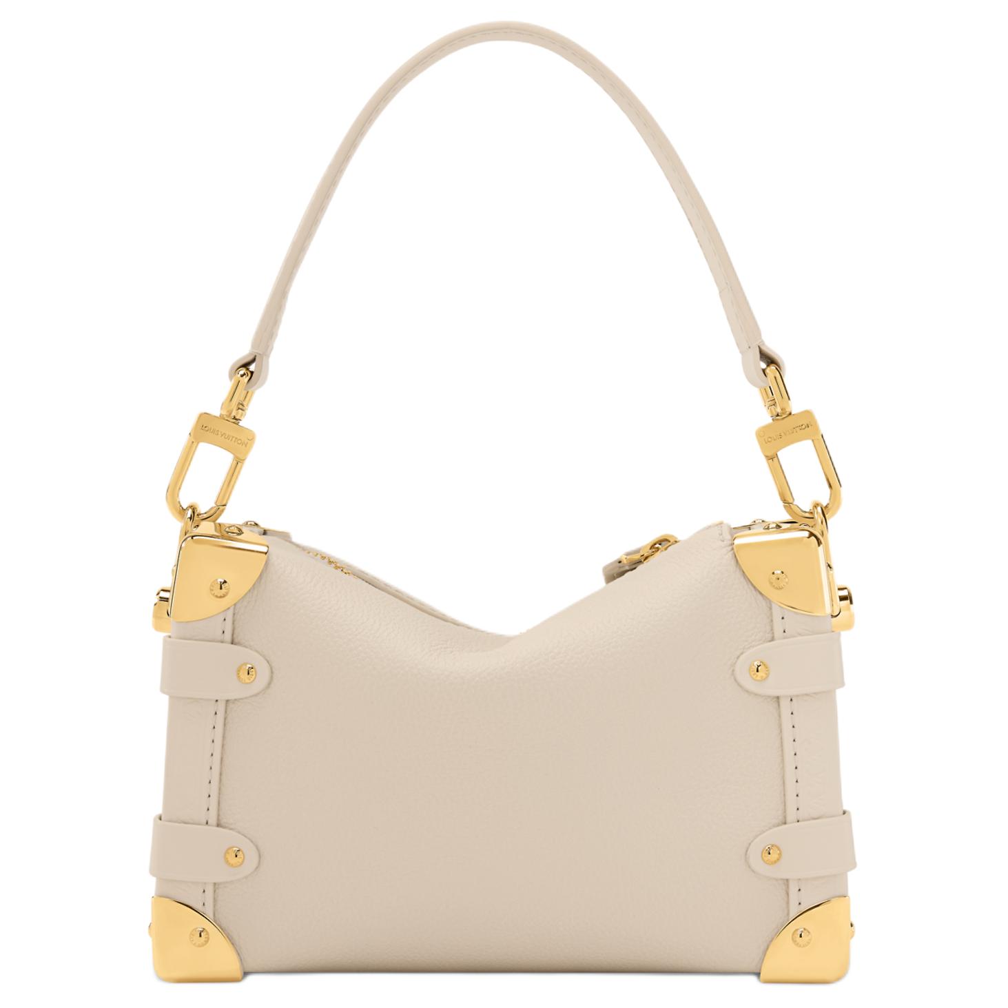 LOUIS VUITTON Сумка через плечо SIDE TRUNK из коровьей кожи, маленькая женская, бежевая — фото 3