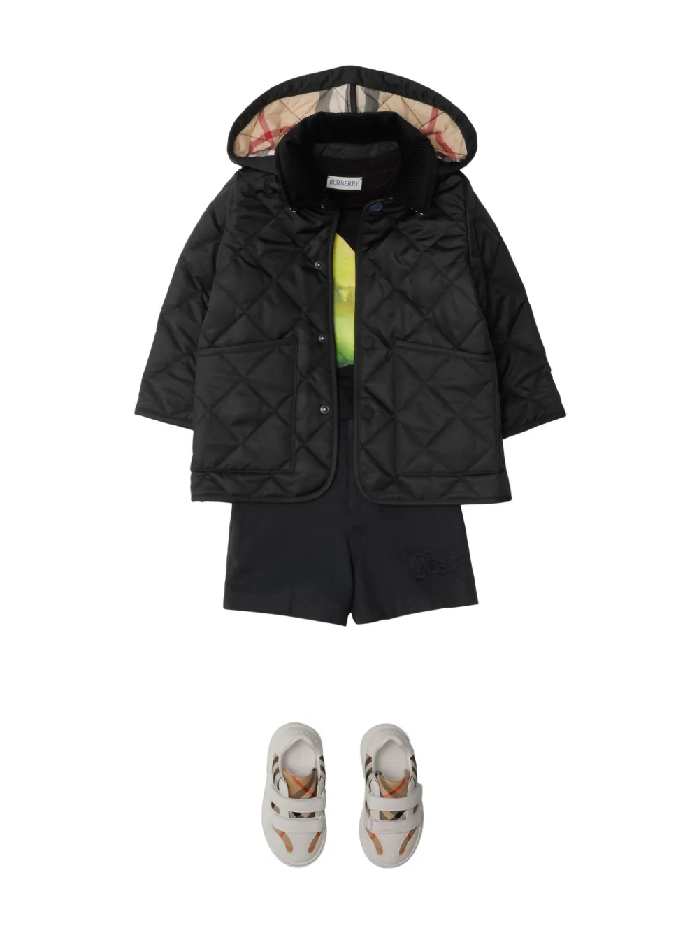 Стеганая куртка с вельветовым воротником BURBERRY KIDS, черный — фото 4