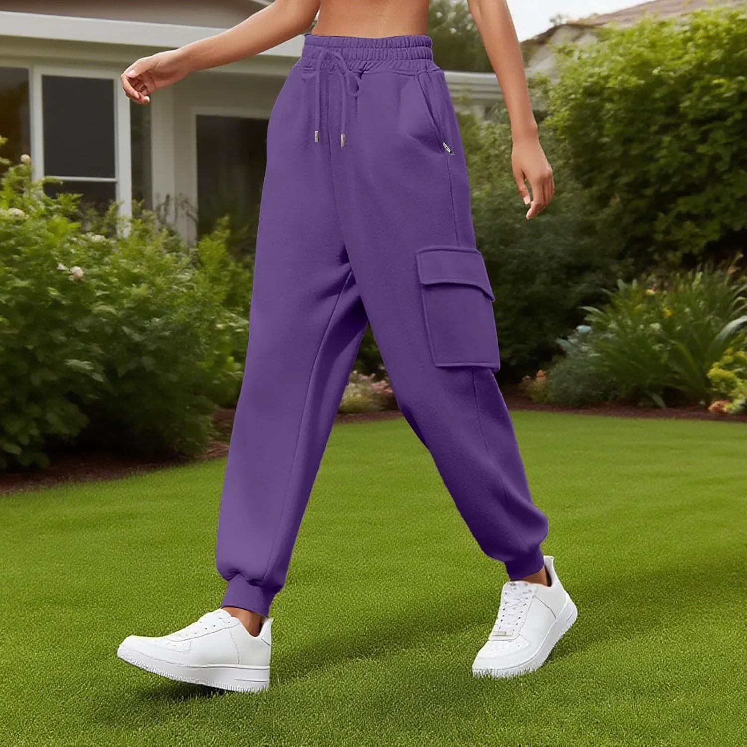 Спортивные брюки карго, женские, с высокой талией, Purple — фото 4