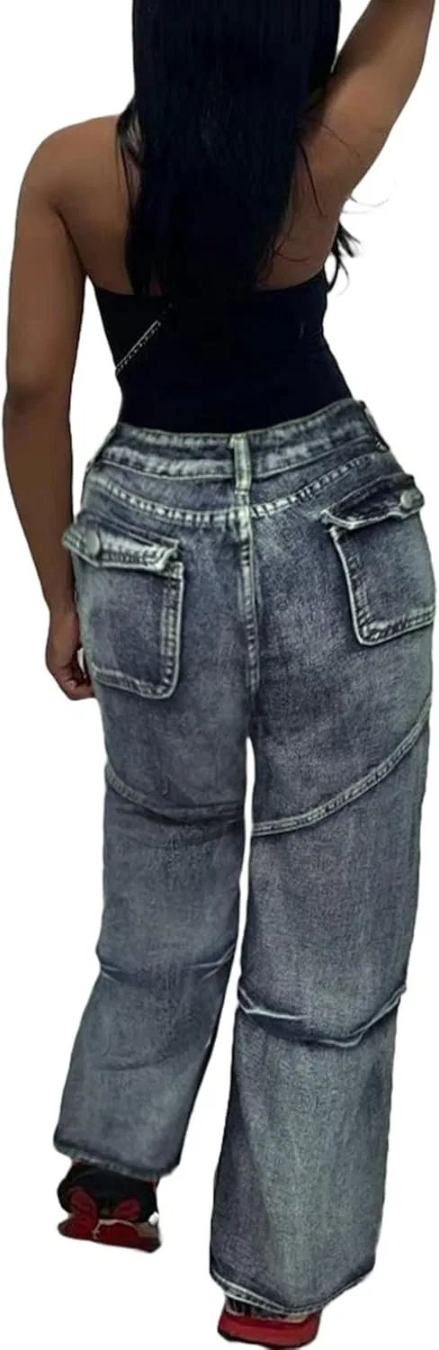Джинсы свободные Baggy Wide Leg, Синий — фото 4