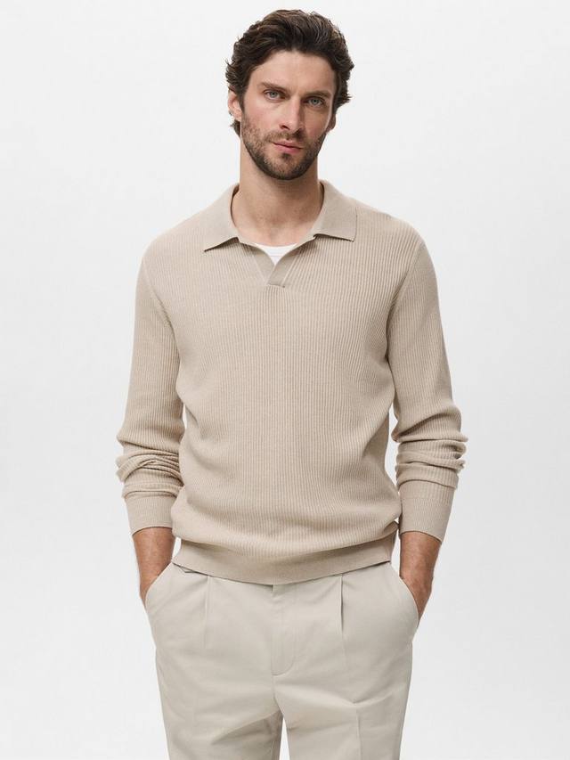 

Длинная поло с длинными рукавами Antigua Regular Fit из хлопковой смеси Mango, Light Beige