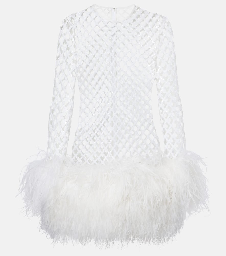 

Мини-платье с пайетками и перьями Dolce&Gabbana, Bianco Ottico