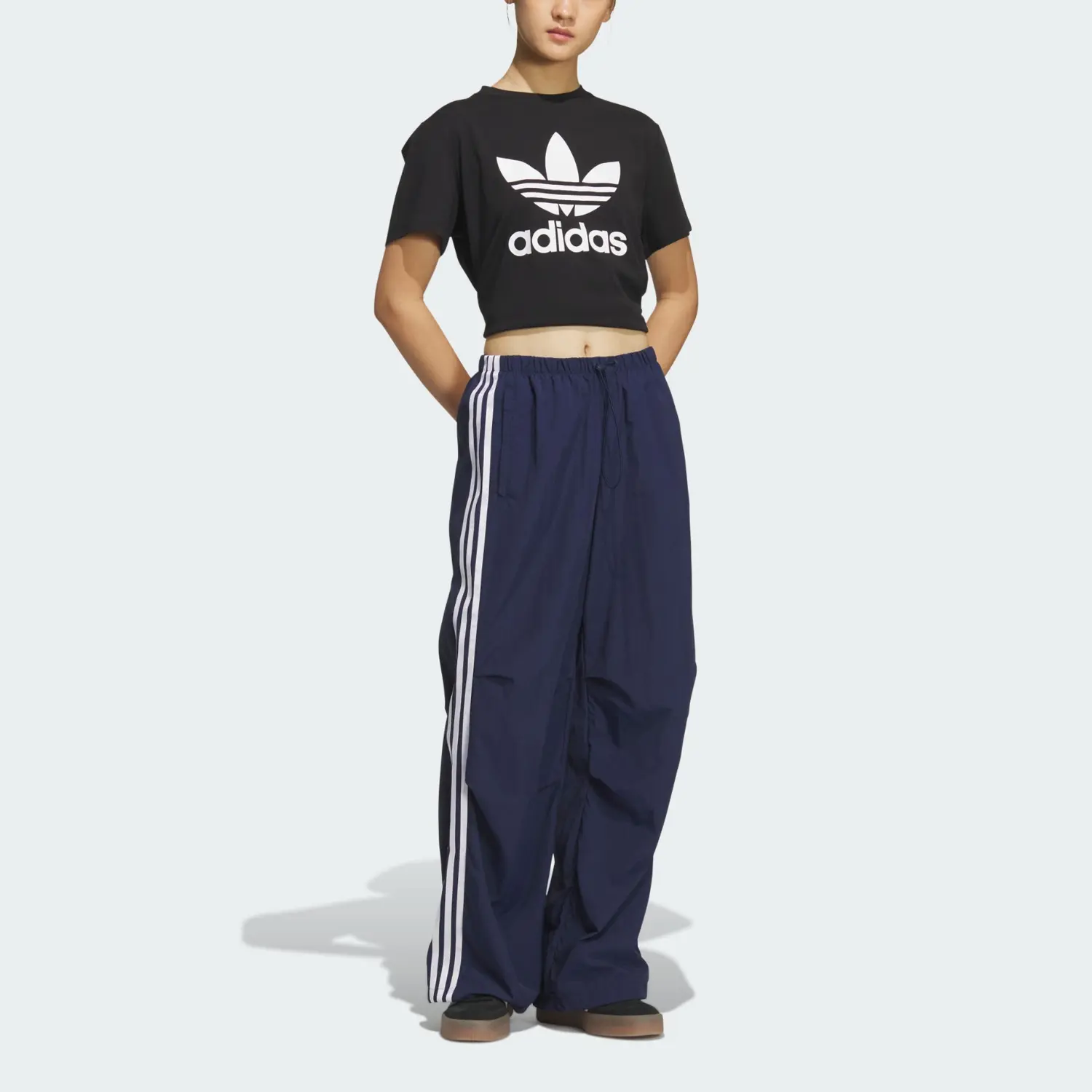 Парашютные вязаные спортивные штаны women's Adidas Originals, темный индиго — фото 3
