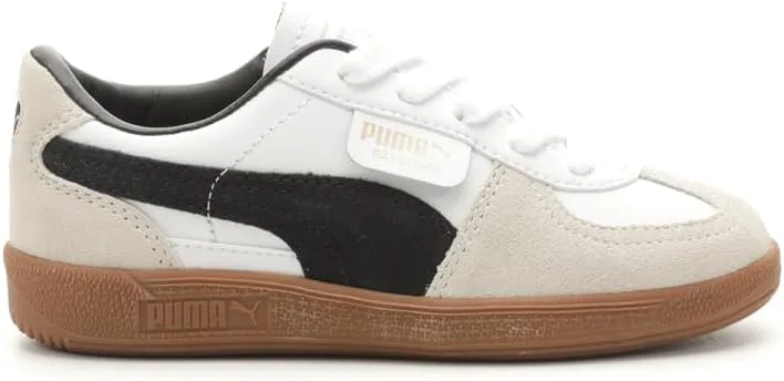Детские кроссовки PUMA Palermo на шнуровке для мальчиков, повседневные - розовые, белый/серый — фото 2