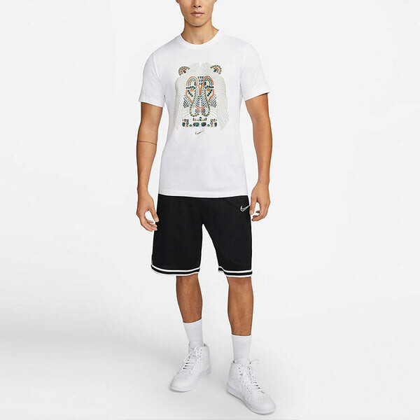 Футболка Men's Nike Lebron James Lion Pattern Round Neck Pullover Short Sleeve White T-Shirt, мультиколор — фото 3
