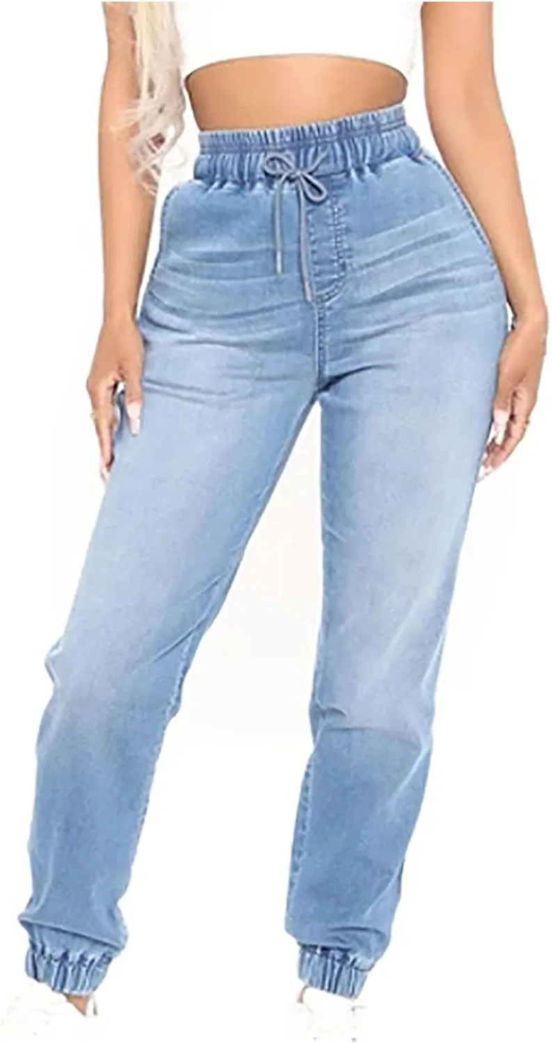 Джинсовые спортивные штаны с завязкой, Light Blue