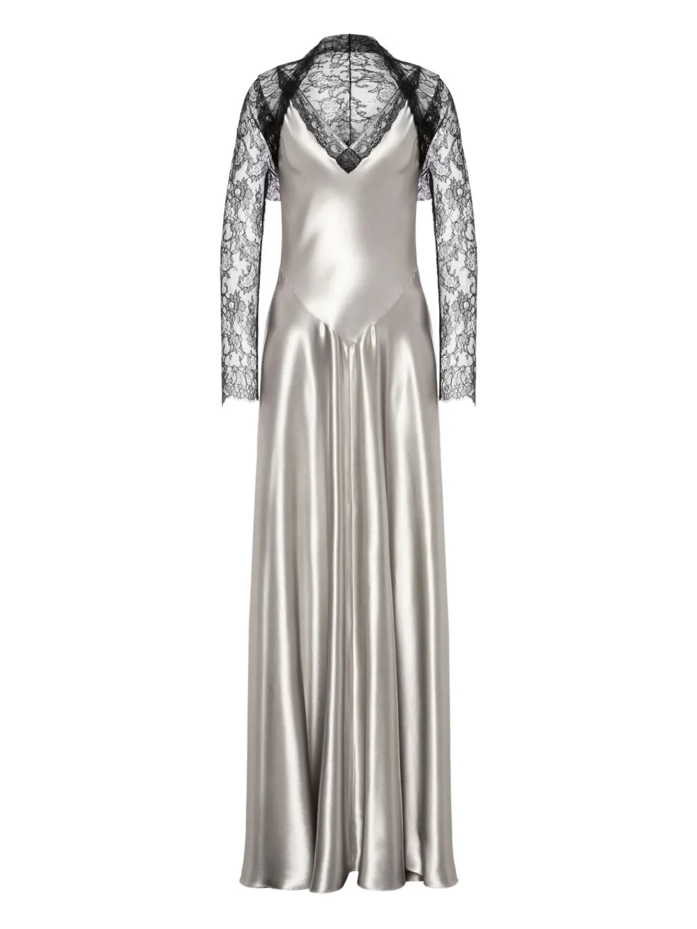 

Атласное платье с кружевной вставкой Alberta Ferretti, серый