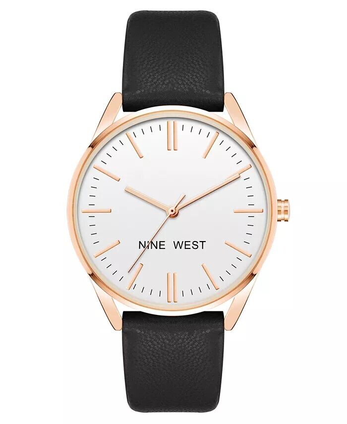 

Женские кварцевые часы с черным ремешком из искусственной кожи, 36 мм Nine West, черный