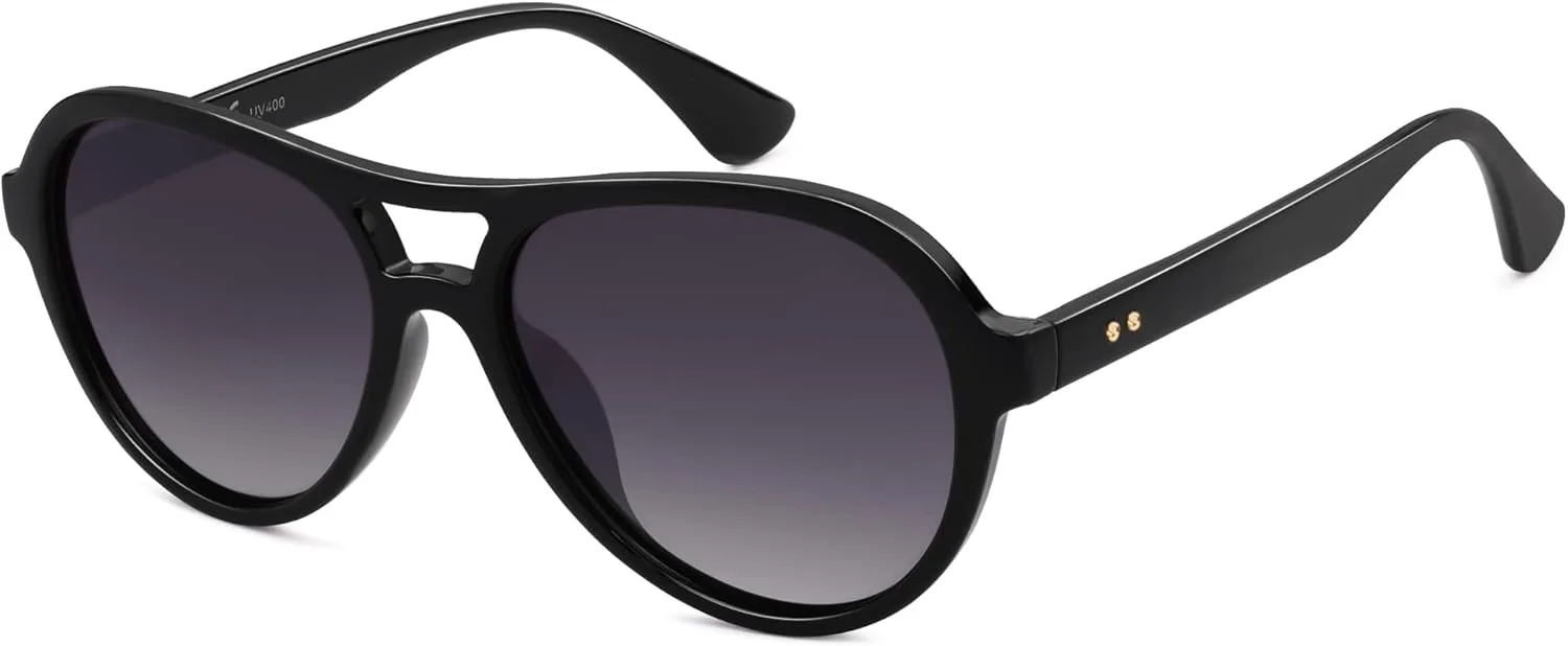 

Солнцезащитные очки SOJOS Retro Aviator с поляризацией для женщин и мужчин, винтажный стиль 70-х, защита от УФ-излучения, модель SJ2646, Black/Grey Grading