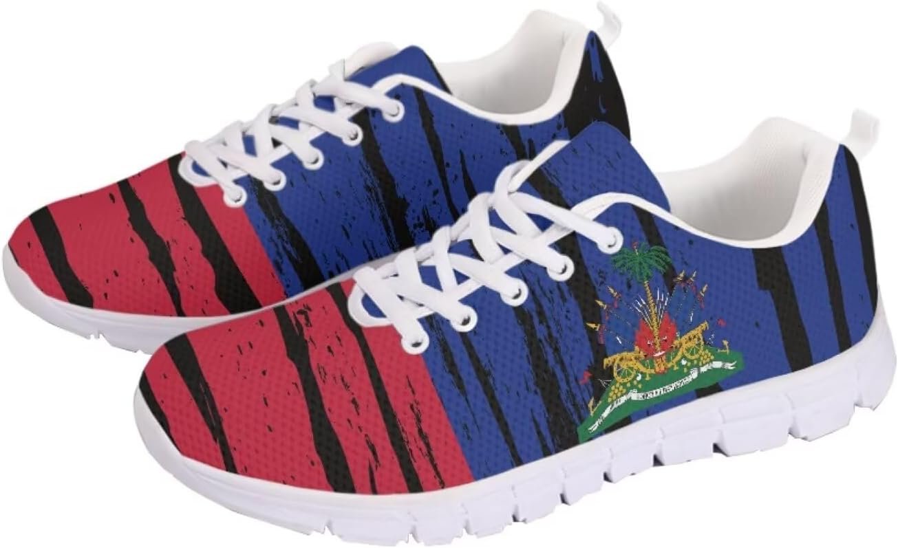 

Кроссовки с американским флагом для прогулок, кроссовки на 4 июля, повседневные беговые кроссовки для фитнеса на День независимости Getelinseng, Haiti Flag
