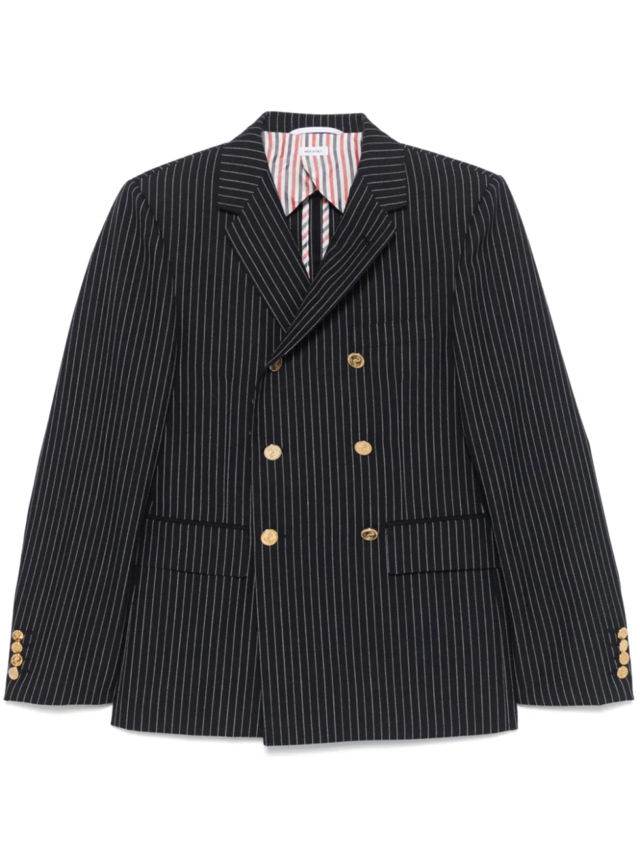 

Thom Browne шерстяной пиджак в тонкую полоску, синий