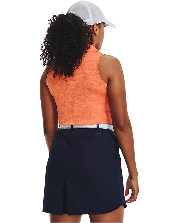 

Поло Under Armour Playoff Sleeveless Polo, цвет Orange Blast/Midnight Navy/Metallic Silver