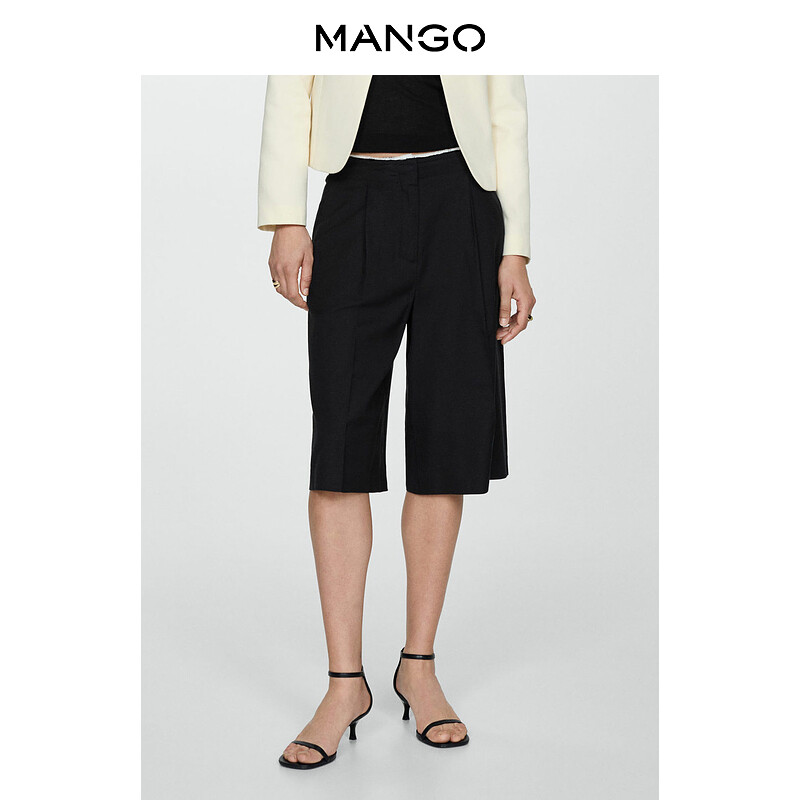 

Женские шорты Mango из льняной смеси, черный