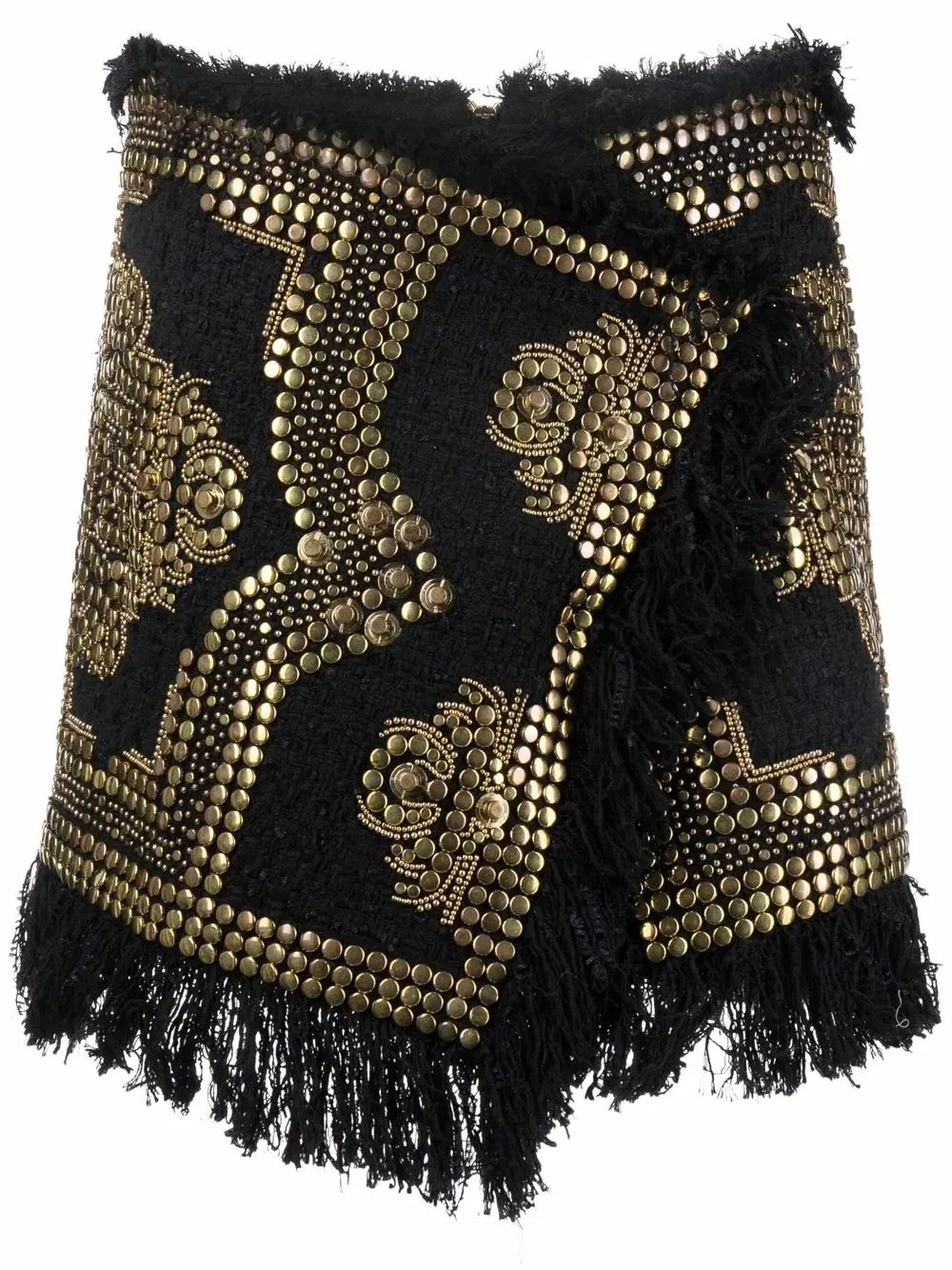 Твидовая юбка с заклепками Balmain, черный
