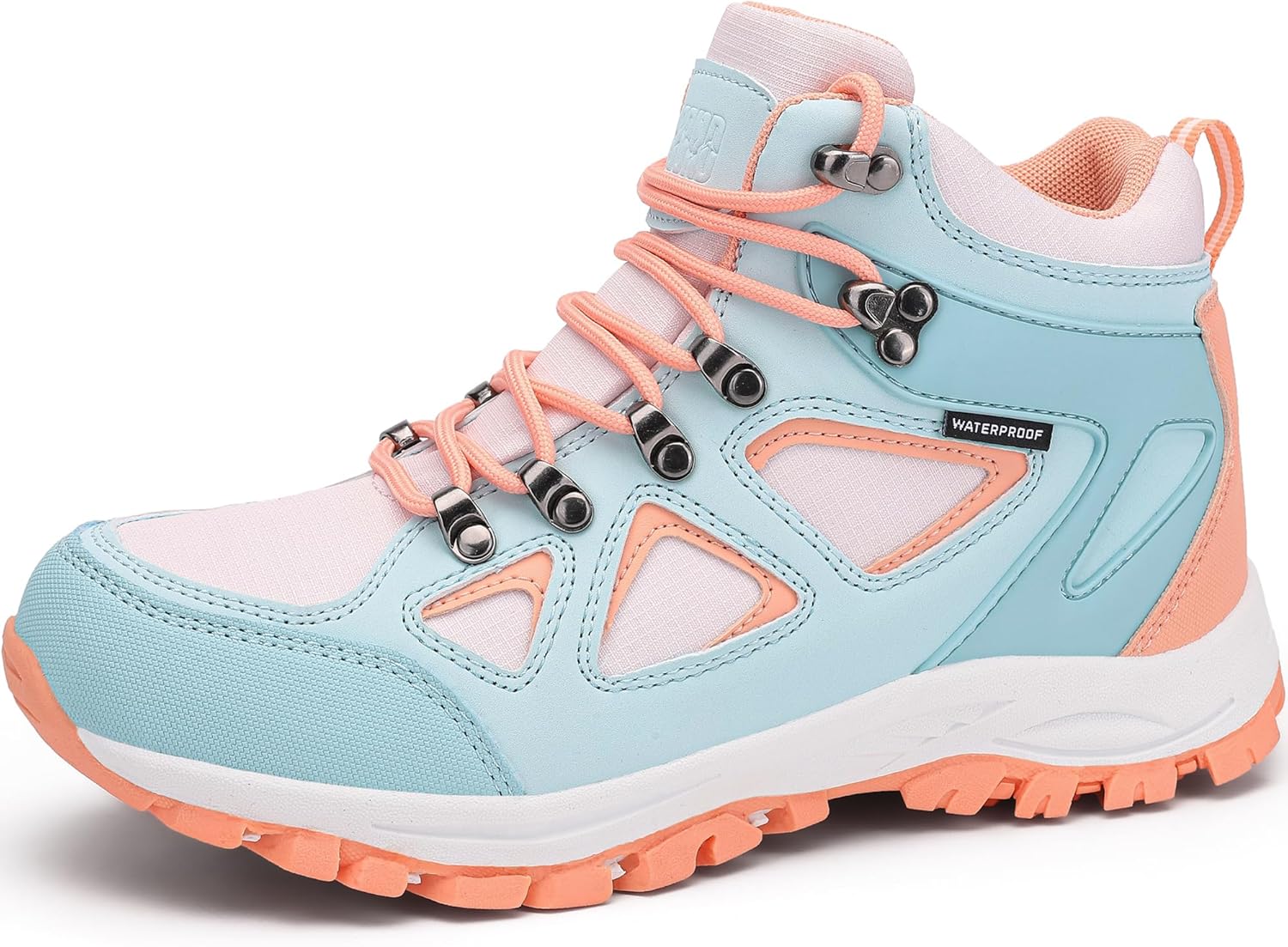 

Детские трекинговые ботинки R CORD, водонепроницаемые, противоскользящие, для активного отдыха, на шнуровке, для девочек, с прочной TPR подошвой для хорошего сцепления, Bluepeach