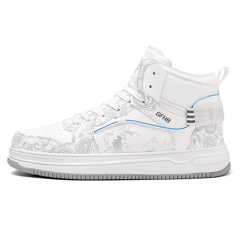 

Износостойкие и водонепроницаемые высокие повседневные кроссовки для подростков Kung Fu partners, белый/серебряный