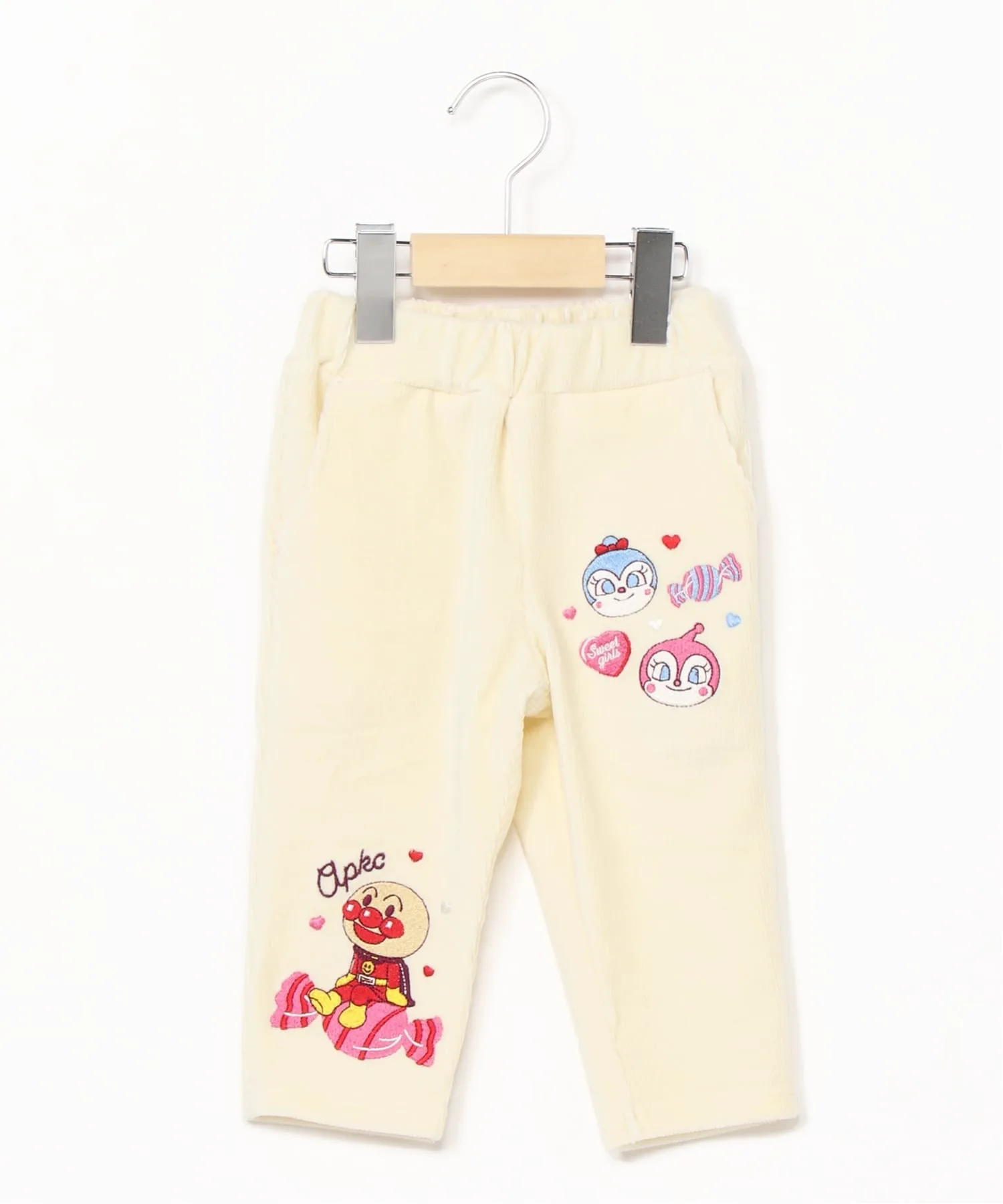 Детская коллекция ANPANMAN / (K) Вязаные вельветовые брюки с вышивкой Candy Anpanman Kids Collection, ivory — фото 2
