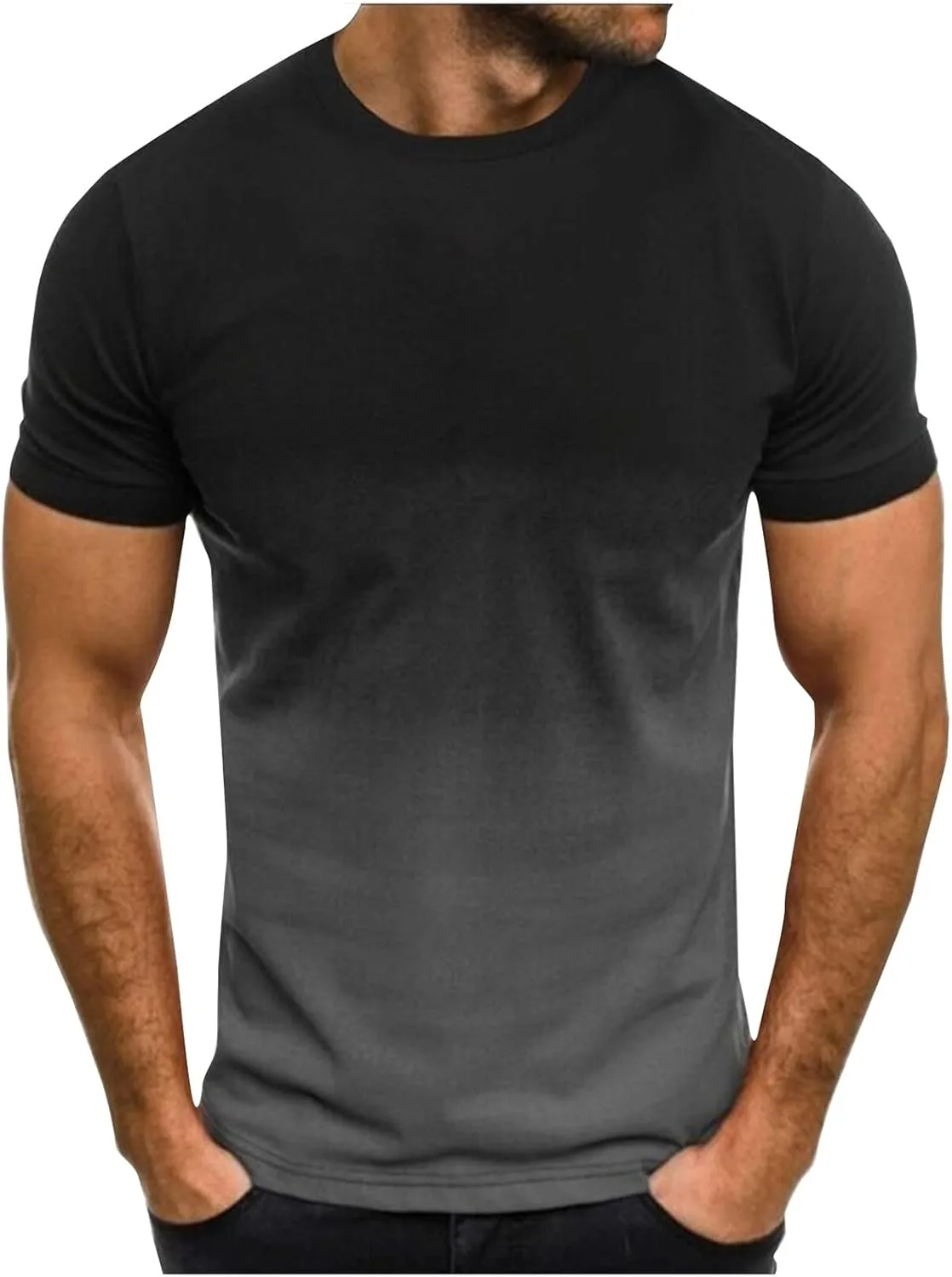 

Ymosrh мужская футболка с градиентом, короткий рукав, летняя, M-4XL