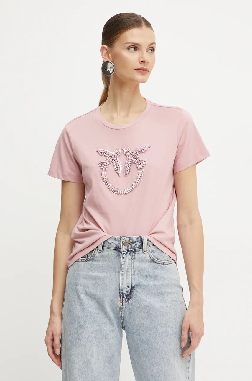 

Хлопковая футболка Pinko, розовый