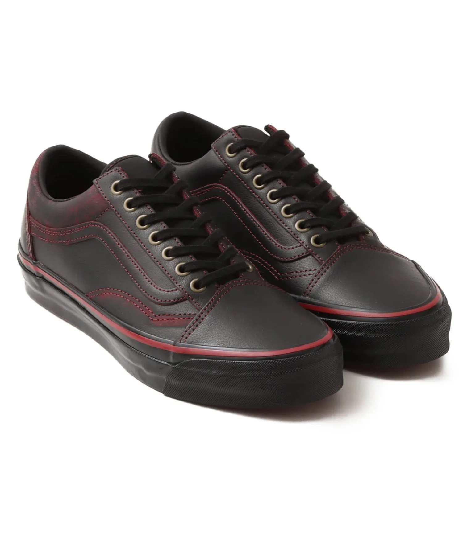 Мужские кроссовки из натуральной кожи VANS LX Old Skool черные с красным